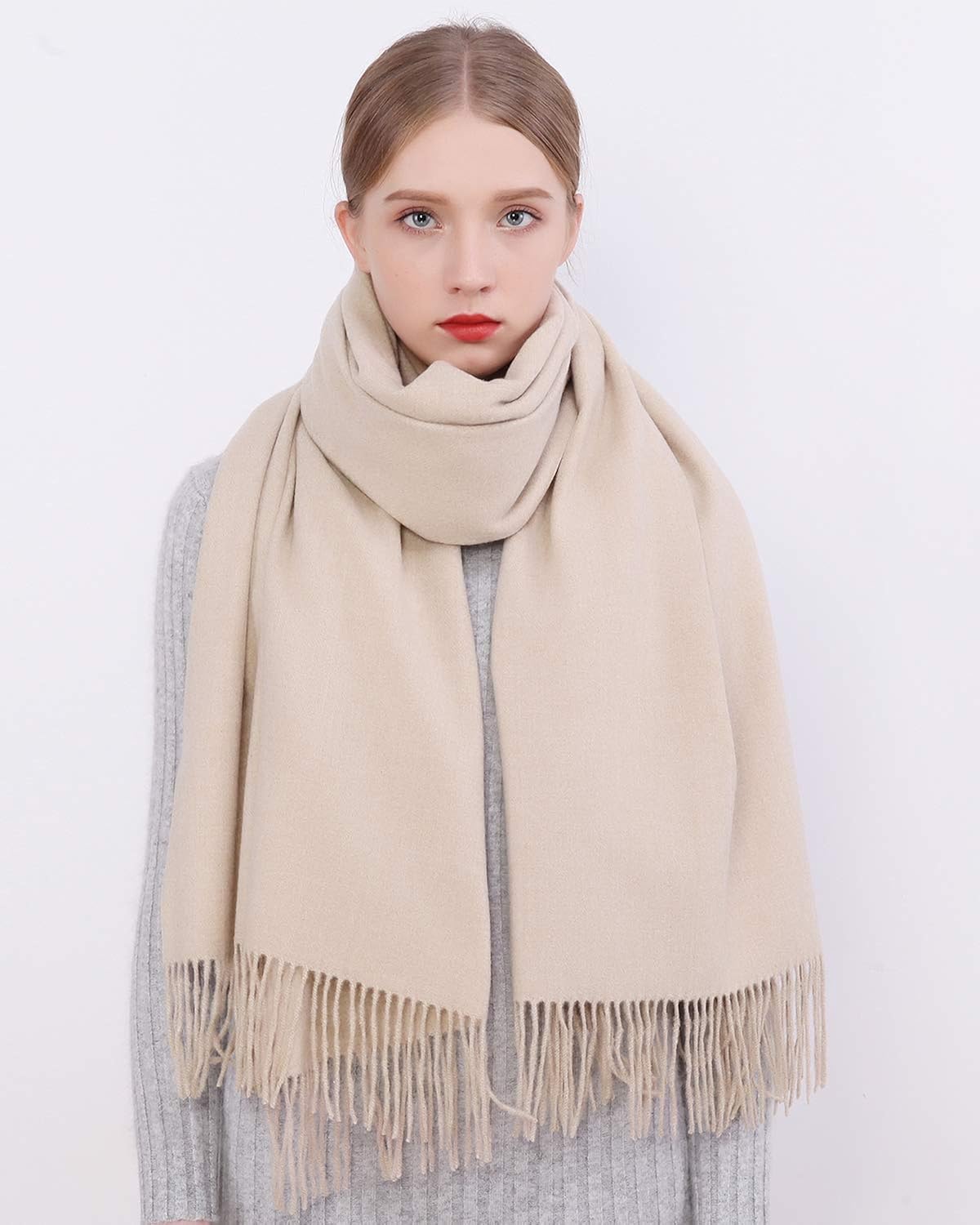 RIIQIICHY Winter Scarf for Women Beige Pashmina Shawls Wraps for Evening Dresses Large Warm Soft Scarves at  Women’s Clothing store