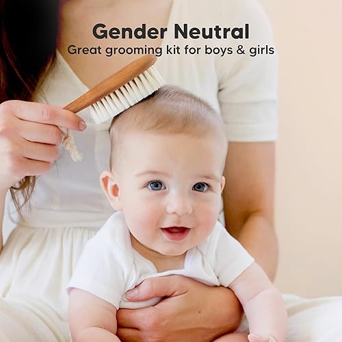 Miniatura 35 de Cepillo de madera para el pelo del bebé, cepillo de bebé con cerdas suaves de cabra, peine suave perfecto para recién nacidos para bebés, niñas