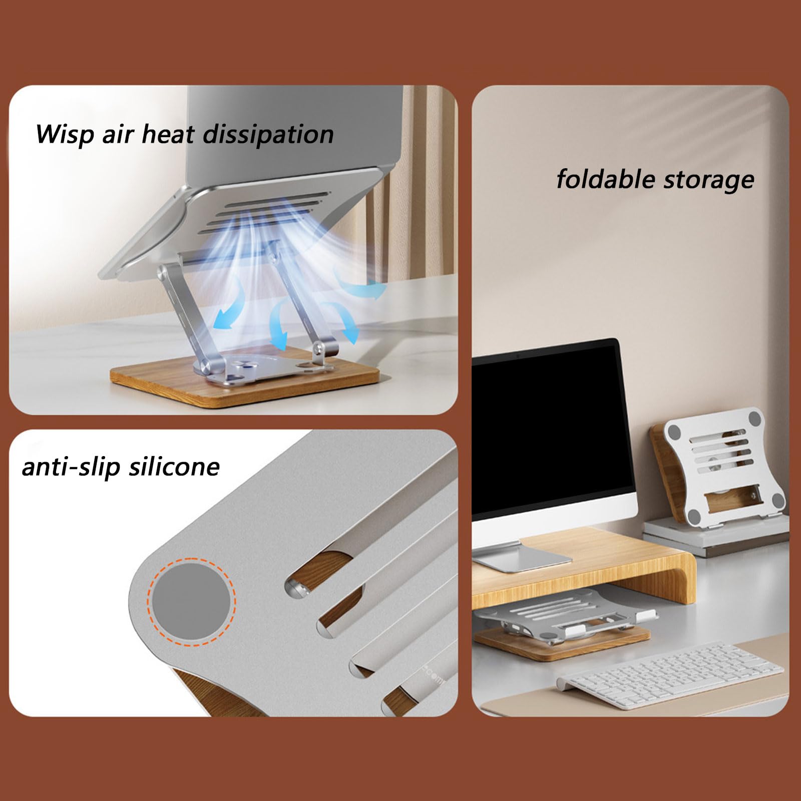 Soporte ergonómico portátil para computadora con diseño giratorio de 360 grados y altura para una mejor refrigeración del soporte de computadora