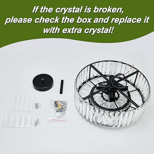 Miniatura 4 de DAFKOS 4 Lights Modern Crystal Chandelier Black Round Semi Flush Mount Ceiling Light Fixture Farmhouse Chandelier for Dinning Room Living Room