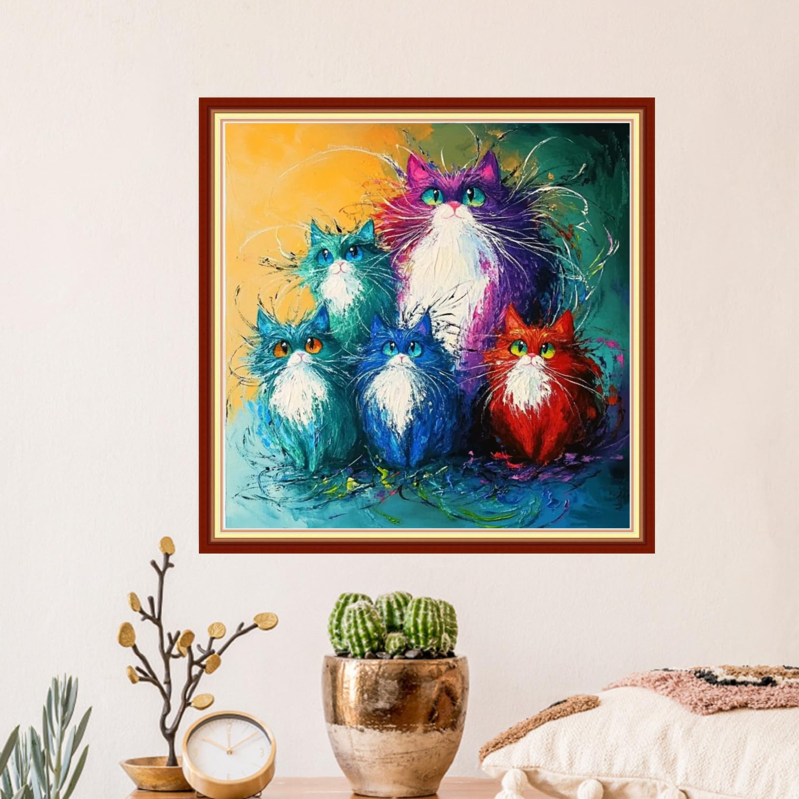 Artvxeay Stamped Cross Stitch Kits - Embroidery Kits for Beginners Cross Stitch Kits for Kids Adults 11 CT Printed Patterns Needlepoint Kits- - Colorful Cat 18x18 inch