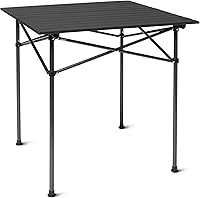 Amazon Basics Tall Portable Folding Aluminum Camping Table - Sturdy Steel Frame, Roll-Up Top, Quick Setup for Camping & Picnics