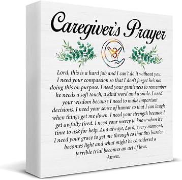 Christian Caregiver Decor, Gift for Caregivers Nurse Doctor Medical Worker, Caregivers Prayer Wooden Sign for Office Home Bedroom Shelf Wall Table Desk Decoration 5x5 Inches
