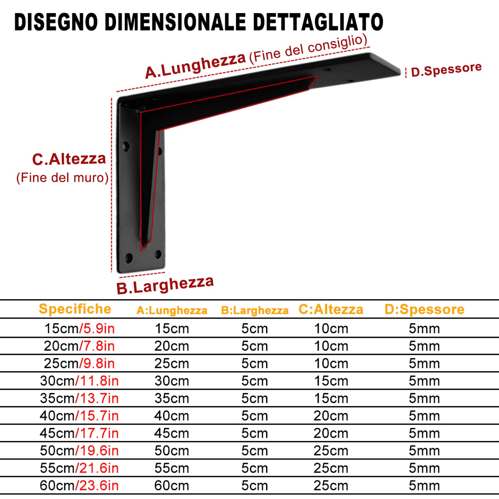 2 pezzi Staffe per scaffali industriali Pesanti, Carico Massimo 500kg, Scaffali Galleggianti Nascosti, Supporti per Mensole Staffe Muro, Squadrette Angolari, Stabile (30cm/11.8in,White)