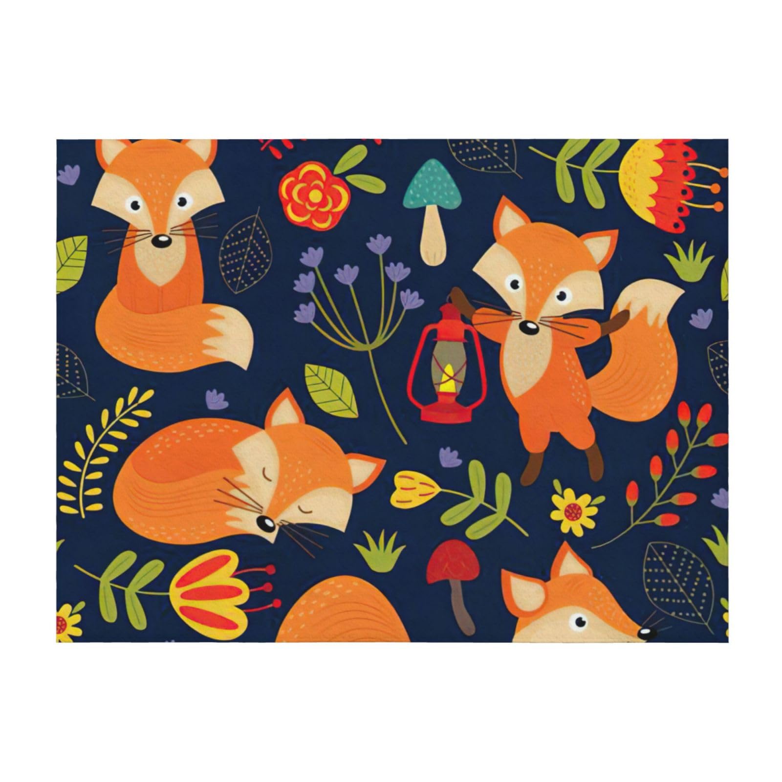 Couverture lit microfibre EdWal contre le froid nocturne plaid motif renard