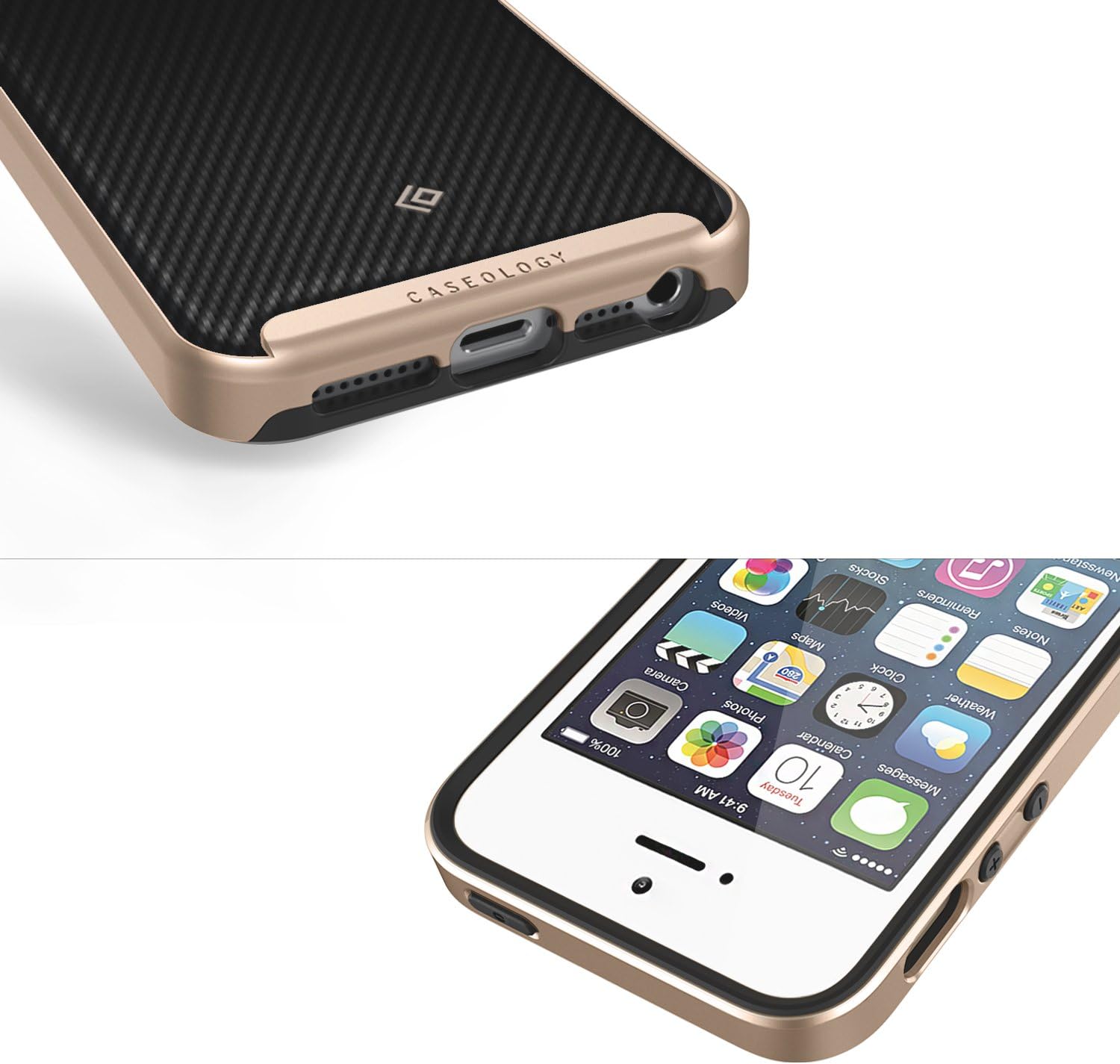 Caseology Envoy for Apple iPhone SE Case (2016) / for iPhone 5S Case (2013) / for iPhone 5 Case (2012) - Carbon Fiber Black