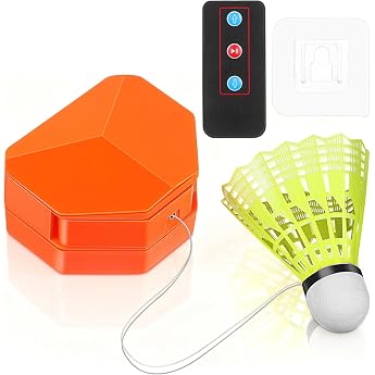 Hemobllo Electric Badminton Trainer Set for Solo Training Portable Rebound Exercise Device with Remote Control & Adjustable Speed Self-Training Badminton Set for Indoor Outdoor Garden