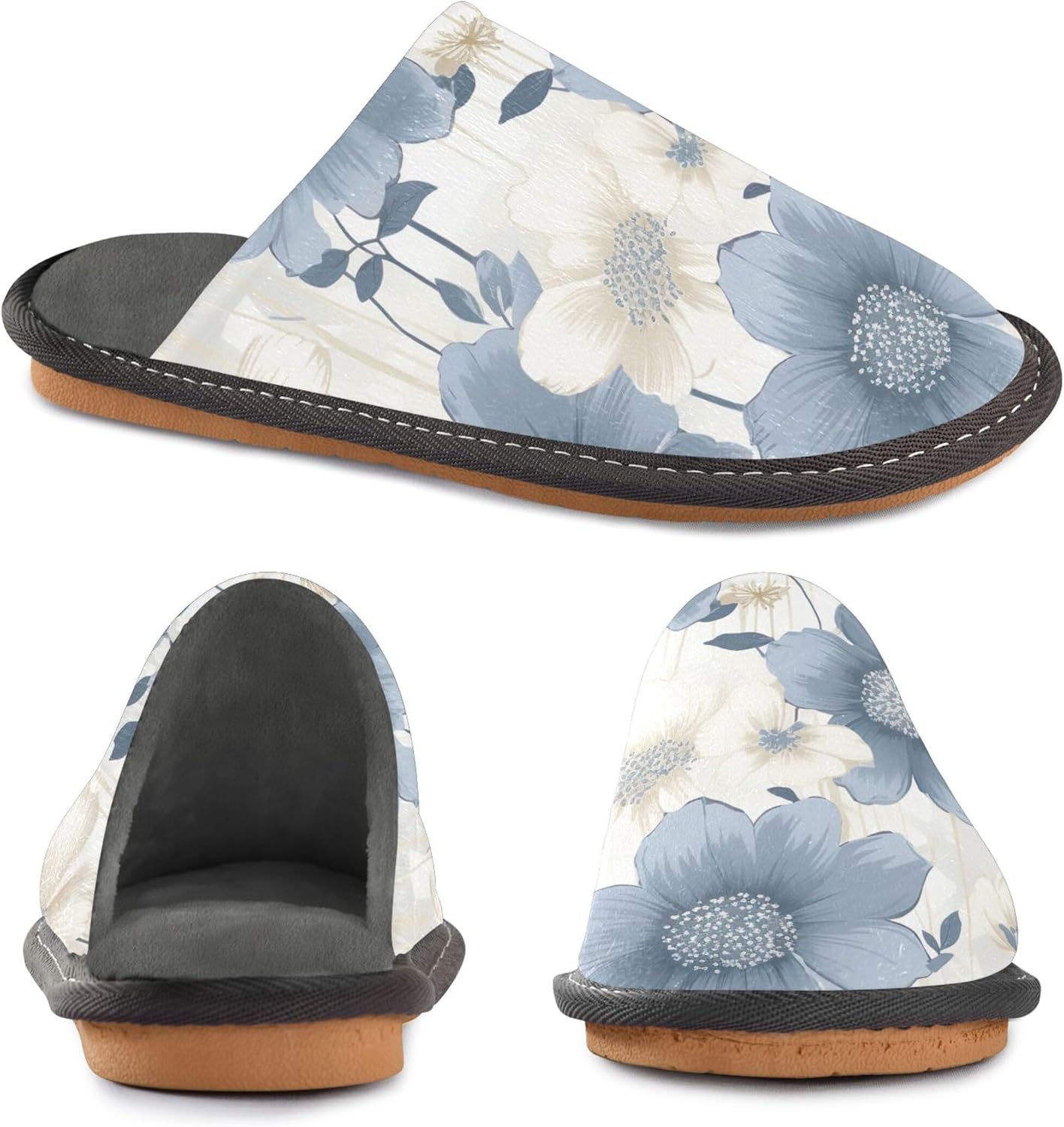 Boho Garden Flower House Slippers – Cozy Fuzzy Slippers for Guests, Washable & Disposable, Perfect for Shoeless Home, Spa & Hotel Use A110682