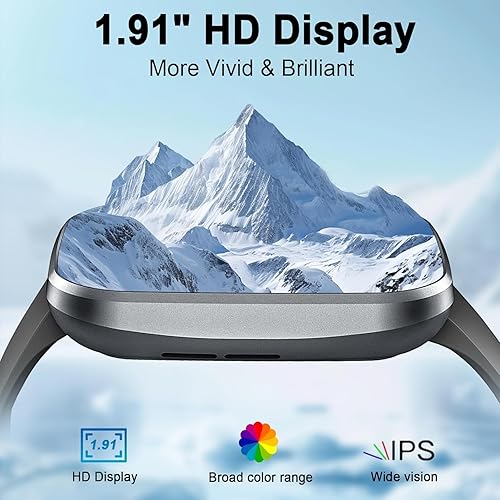 Miniatura 5 de Reloj inteligente con pantalla táctil HD de 1.91 pulgadas, rastreador de actividad física con llamadas Bluetooth, reloj de fitness con monitor de