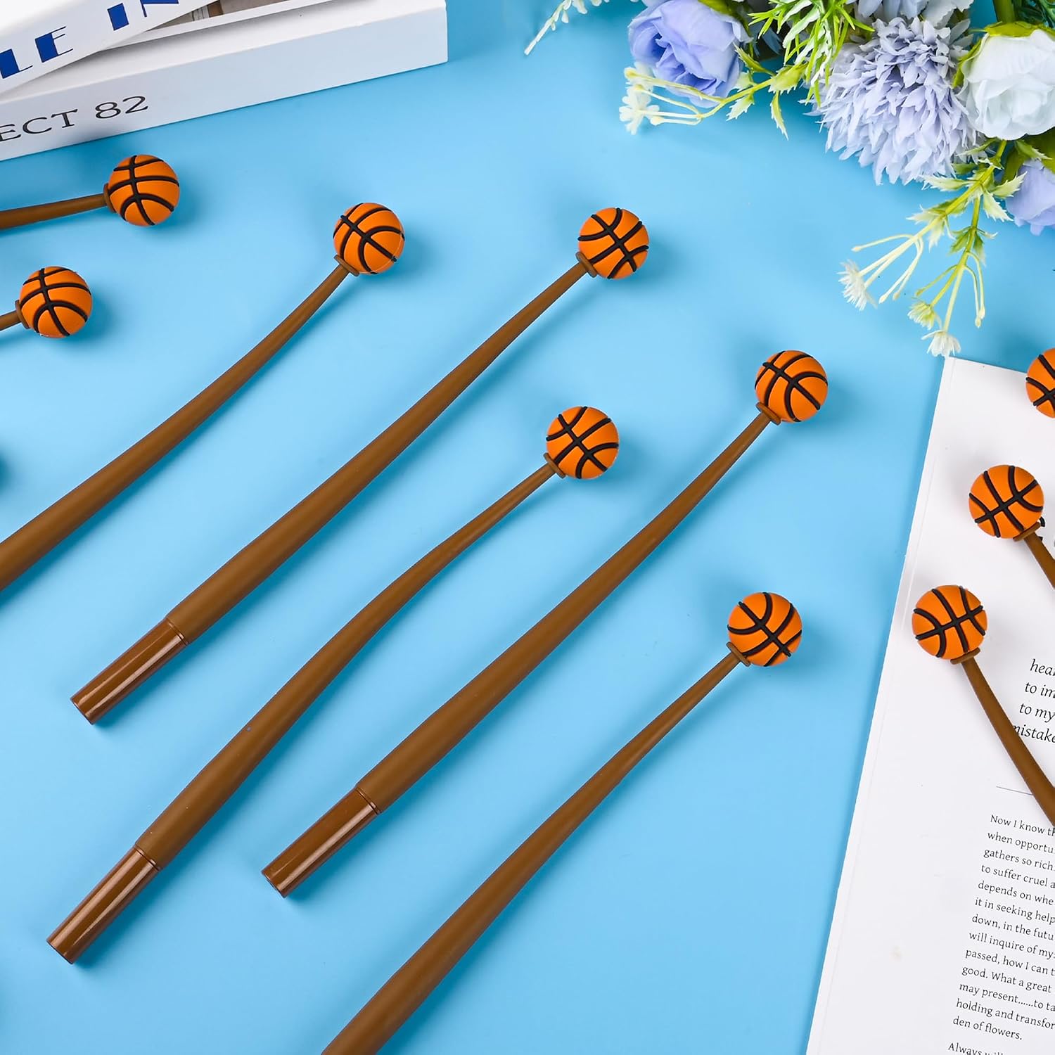 LiYiQ 50 PCS Basketball Party Favor Stress Relief Bobblehead Pens Fun Cute Pen Fidget Pens Kawaii Various Basketball Shapes Pen for Classroom Prizes, Office Supplies image 4