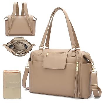 Omanmoli Diaper Bag Tote Leather Diaper Bag Purse Backpack Large Baby Bag