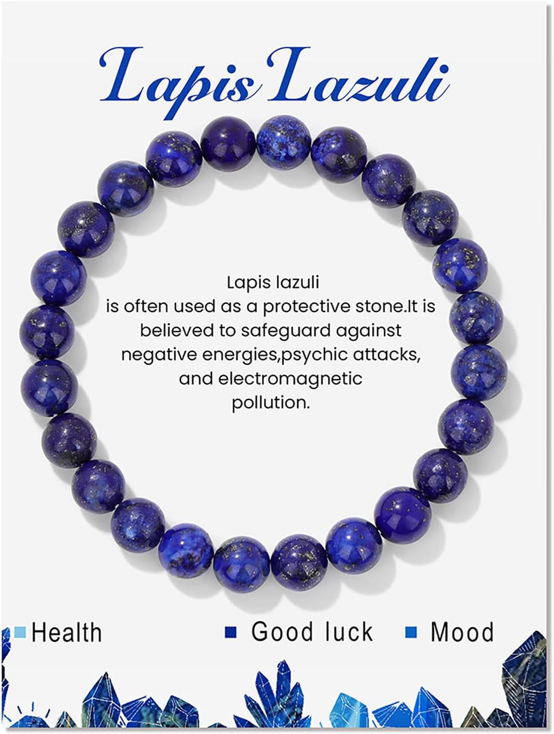 8mm Healing Crystal Bracelet for Women Handmade Natural Stone Bracelets Semi-Precious Gemstone Bracelets Stretch Crystal Beaded Bracelets Healing Gifts for Women
