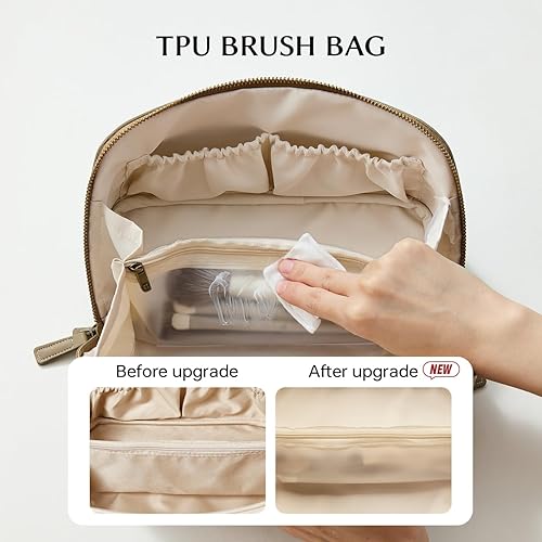 Miniatura 207 de EACHY - Bolsa de maquillaje de viaje, bolsa de cosméticos de gran capacidad para mujeres, portátil, impermeable, bolsa de aseo plana abierta
