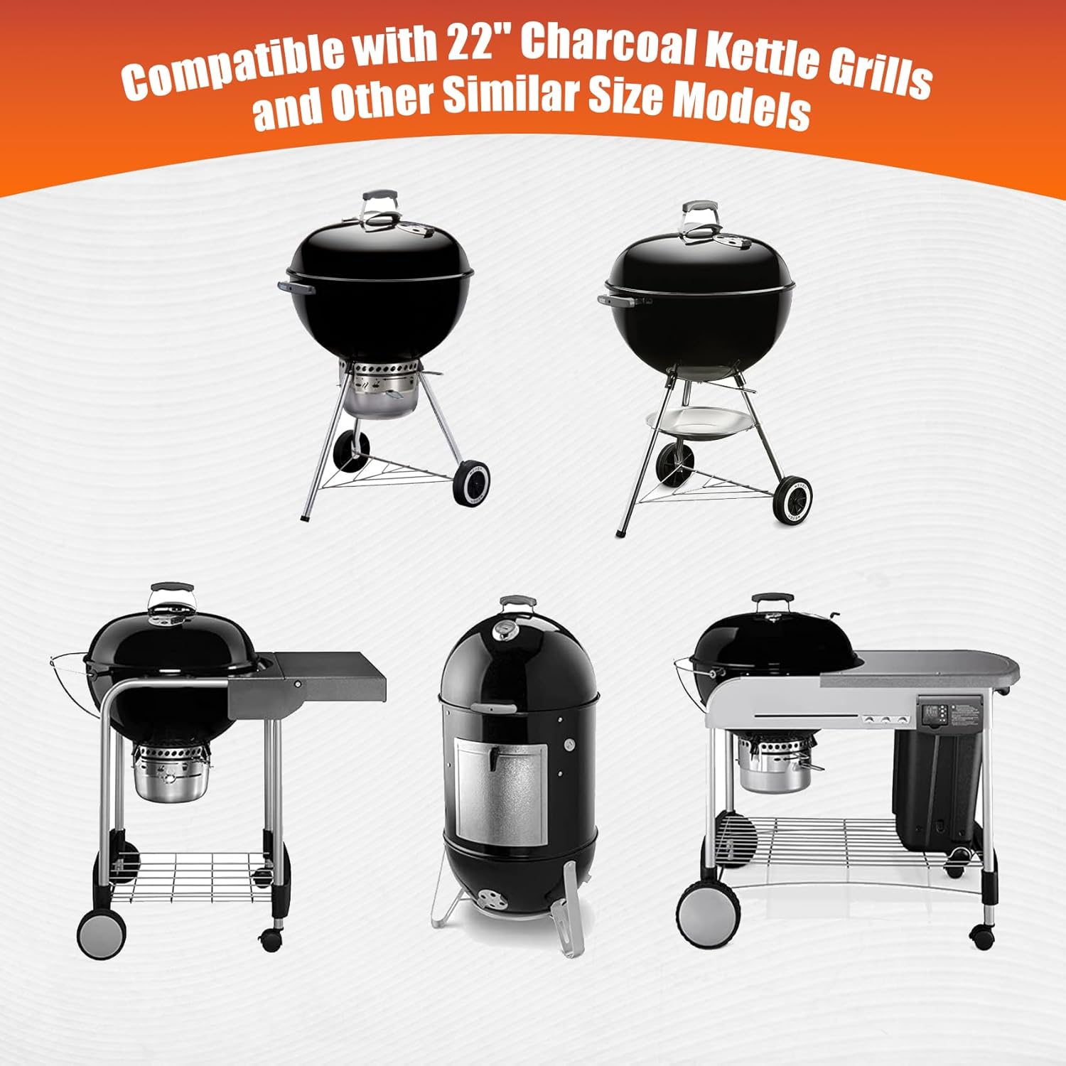 Skyflame Charkettle 21.5” Stainless Steel Cooking Grate with Rotatable Heat Deflector Plate – Upgrade 2-in-1 Grill Insert Kit for Smoking, Compatible with 22-Inch Weber Kettle Charcoal Grills