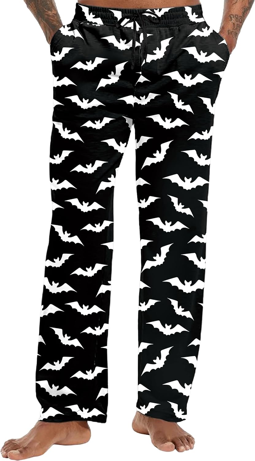 Men Halloween Pajama Pants Elastic Waist Lounge Pants