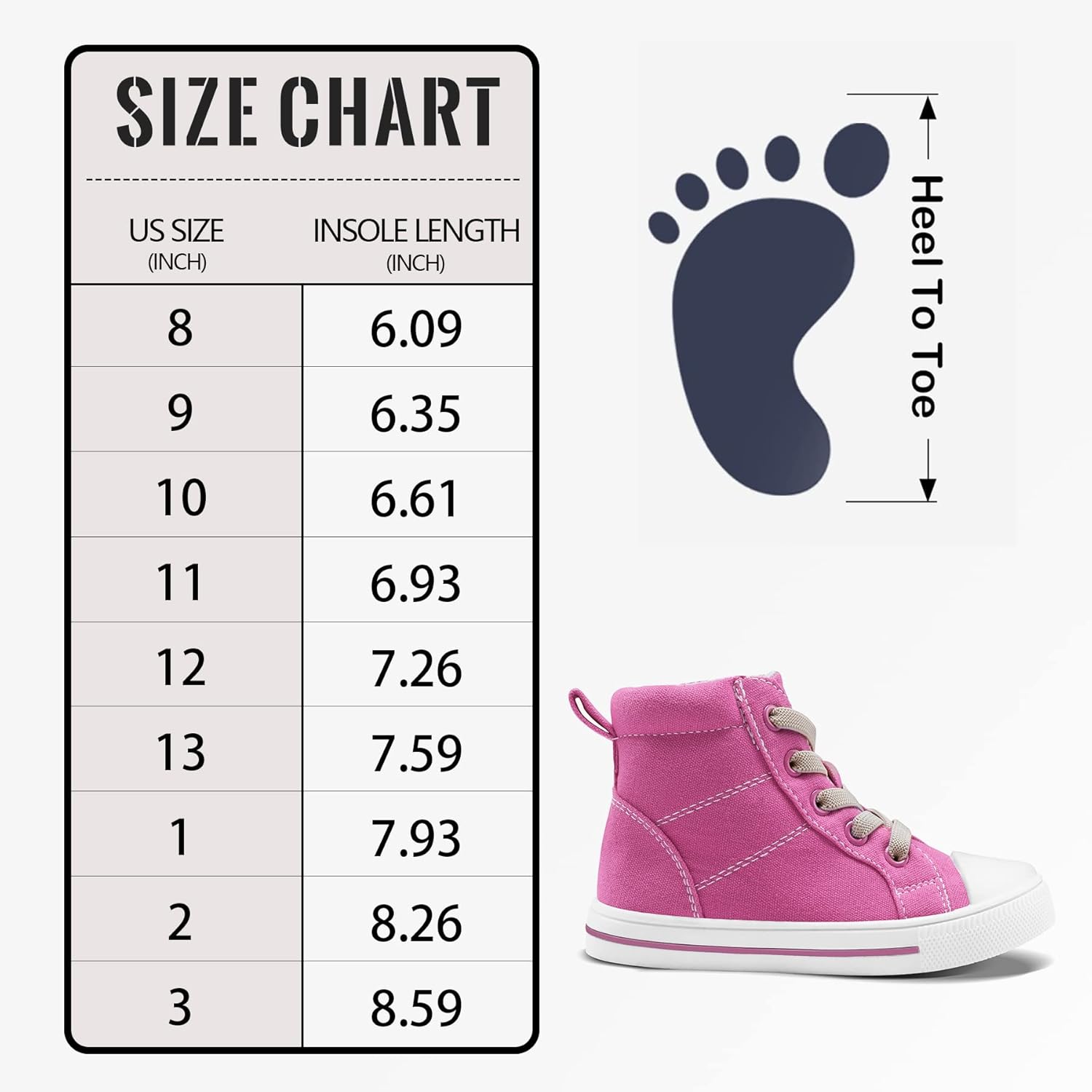 K KomForme Kids Sneakers for Boys and Girls Toddler Canvas High Top Walking Causal Shoes with Zipper - Image 9