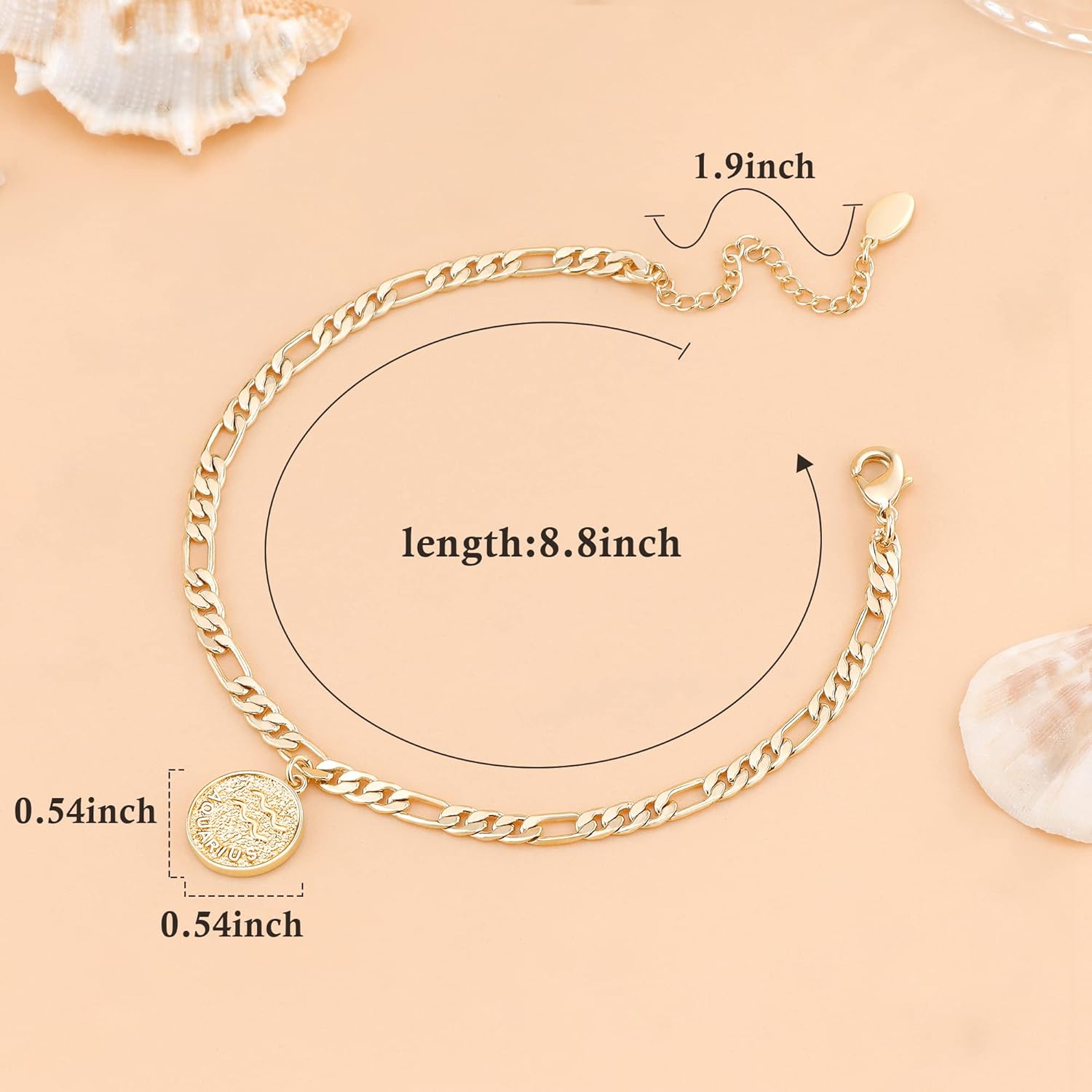 Anklets for Women Dainty Zodiac Constellation Anklet Zodiac Sign Disc Ankle Bracelet 14k Gold-Plated Anklets for Women - Image 6