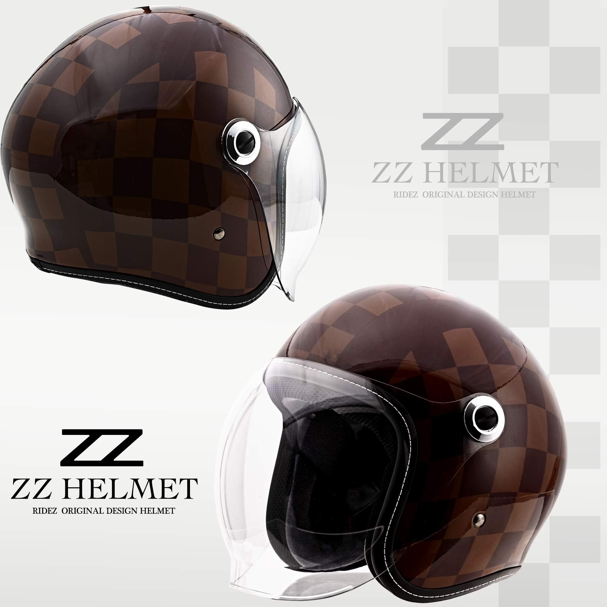 Amazon | RIDEZ ZZ バイク ジェットヘルメット UVシールド バックル式