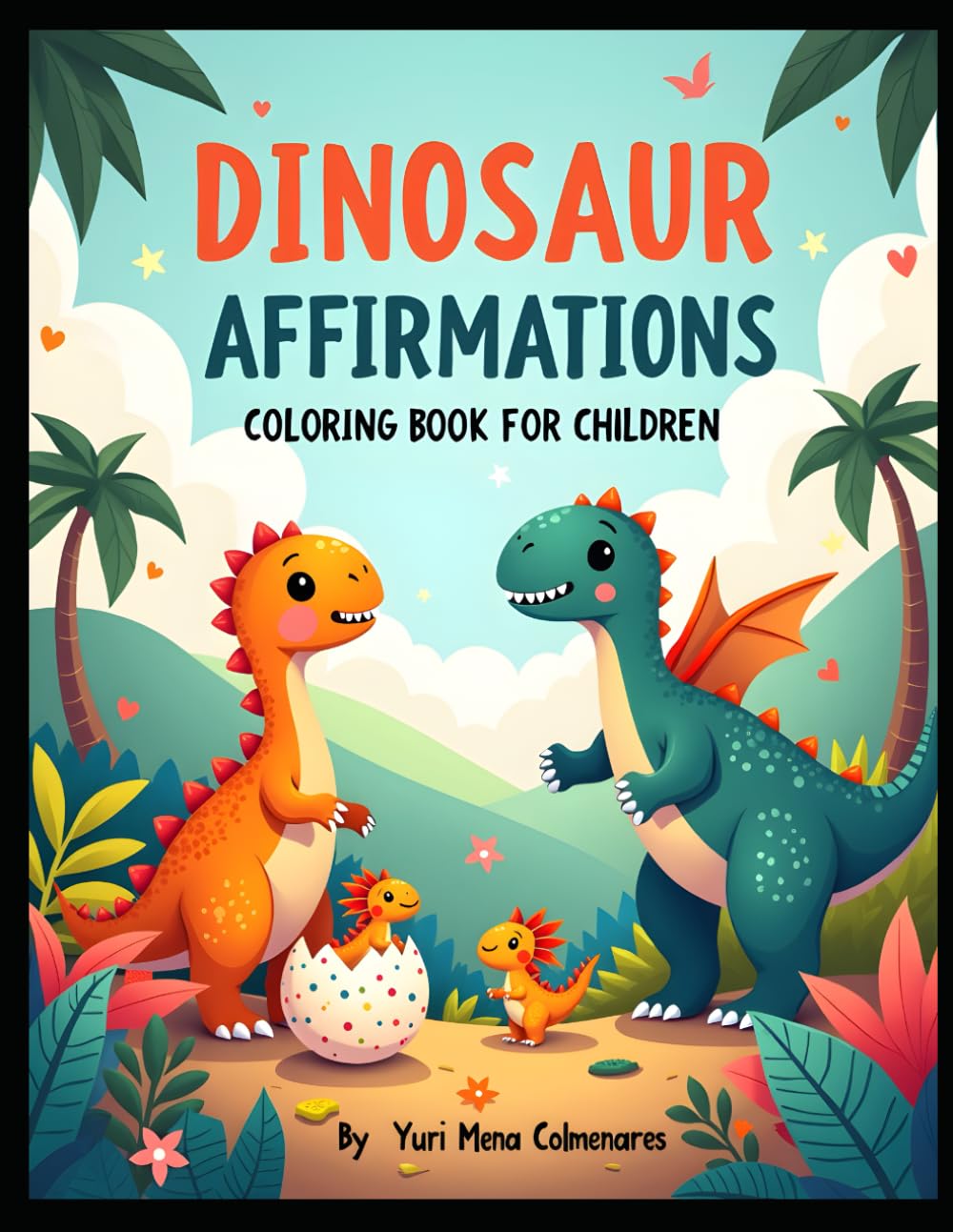 “Dinosaur Affirmations Coloring Book for Children": “Positive Affirmations and Fun Dinosaur Coloring Pages for Kids Ages 3–7”