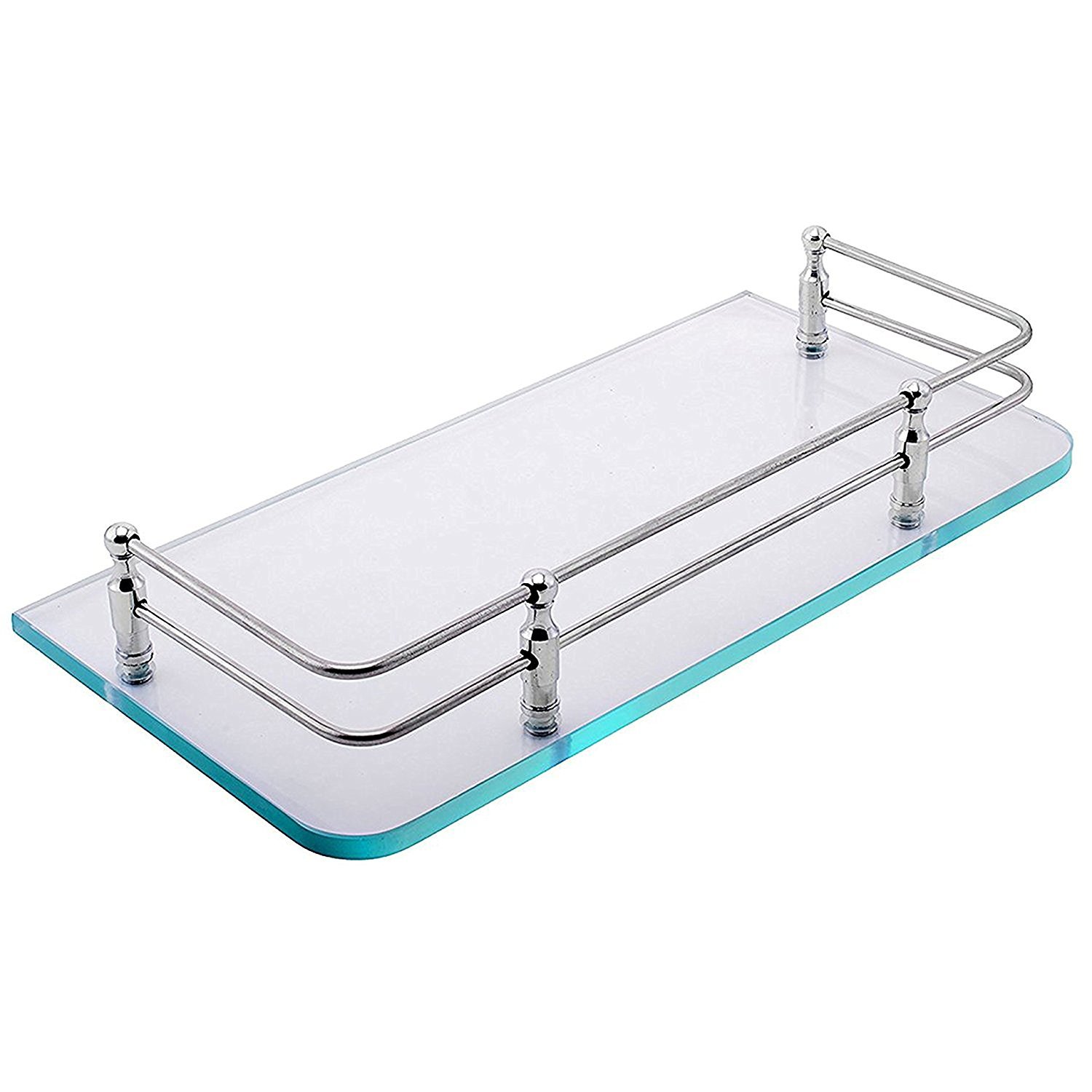 Planet Premium Glass Bathroom Shelf/Kitchen Shelf/Bathroom Accessories For Home (Glossy 12x6In,Transparent)