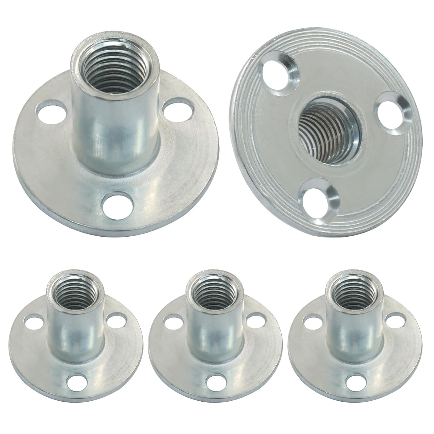 M12 Brad Hole T Nut, 5 Pcs, Carbon Steel