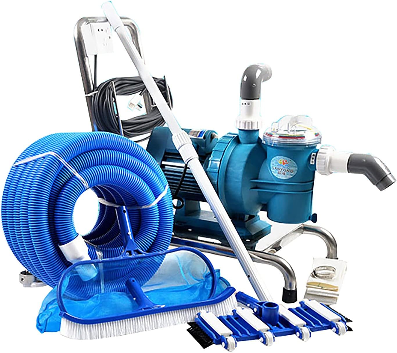 Amazon 大型スイミングプールSump Pump Kitポータブル手動プール掃除機掃除機の設備7のパッケージfスパ池の青緑色のプールと