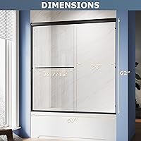 Vista 119 de SUNNY SHOWER B020, puertas de regadera deslizantes sin marco (56 - 60 x 72 pulgadas), cristal de 1/4 pulgada, acabado cromo