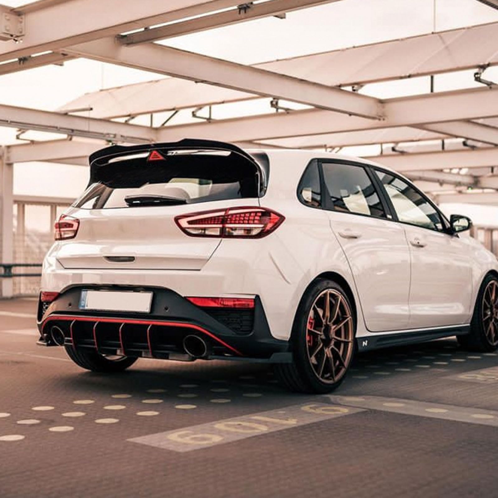 Coche Alerón Trasero para Hyundai i30N MK3 2017+, Maletero de Alerones Labio Techo Trasera ala Spoiler Antiarañazos, Accesorios Coche,Glossy Black
