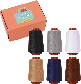 Sewing Thread Set, 6 Pcs,All Purpose Sewing Thread,40 wt,6 Spools Assorted Colors Each 800 Yards of Polyester Threads for Sewing Machine, Hand Stitching, Quilting, Serger Black