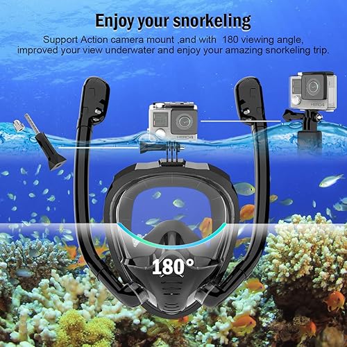 Miniatura 4 de Snorkel Mask,2023 Upgrade Full Face Snorkel Mask with 2 Breathing Tubes,Snorkeling Gear for Adults,Diving Mask Anti-Fog& Leak,Scuba mask with