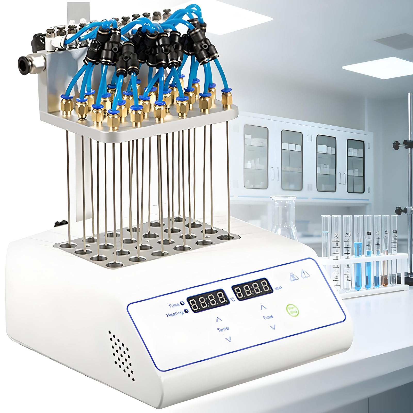 Evaporador de nitrógeno para concentración y análisis de muestras de laboratorio
