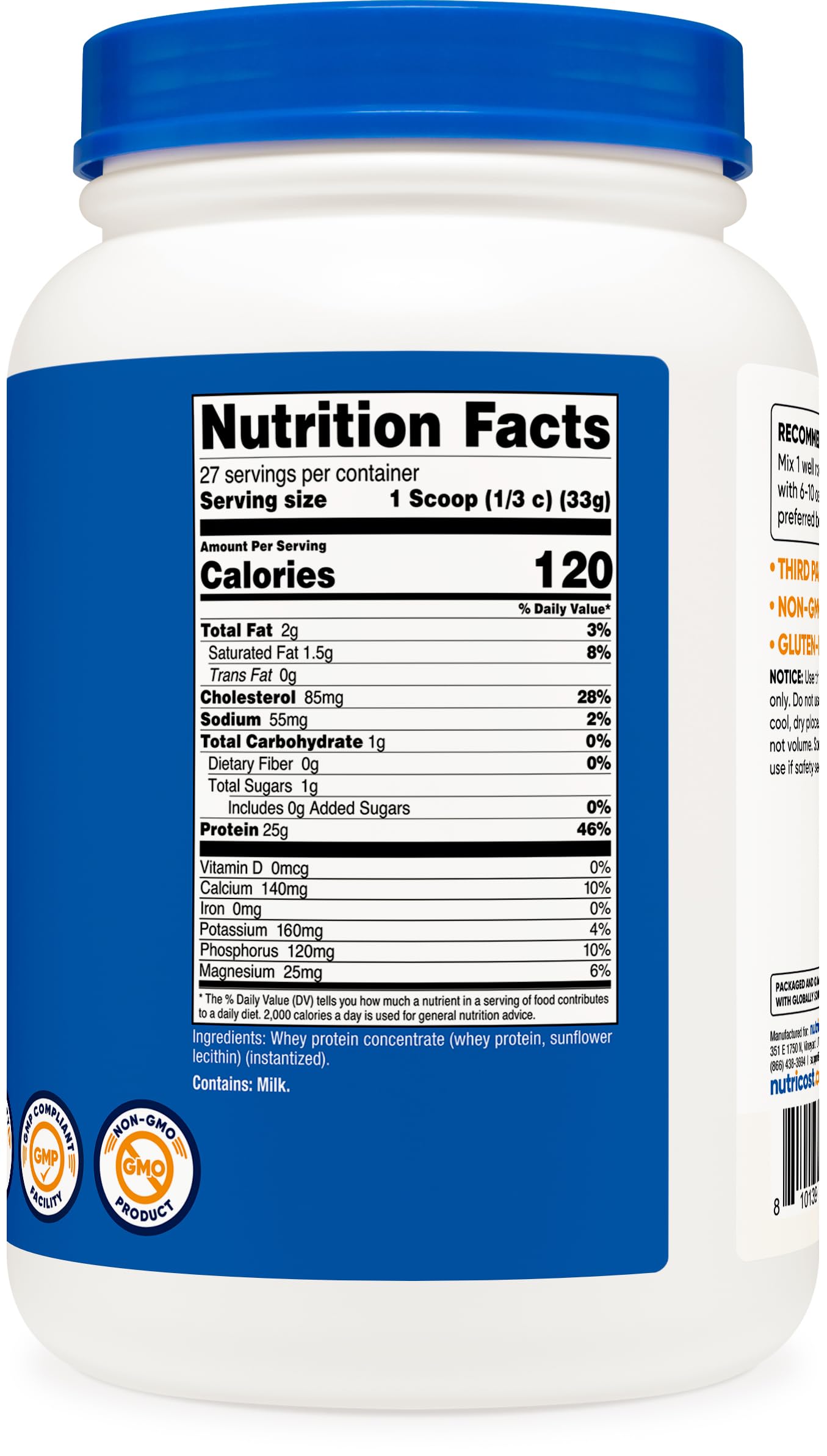 Nutricost Whey Protein Concentrate Powder (Unflavored) 2LBS, Gluten Free — Amazon image 5