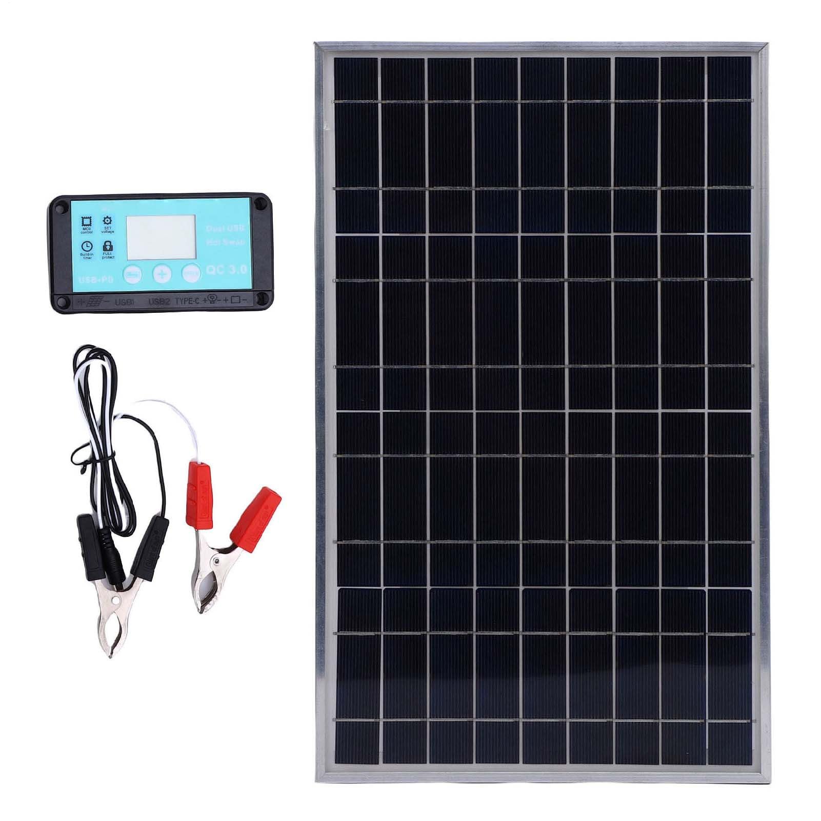 Panel Solar con Regulador de Carga,Kit de Cargador Solar 100 Vatios,de Batería para Coche Remolque | Aplicaciones en s Aislados