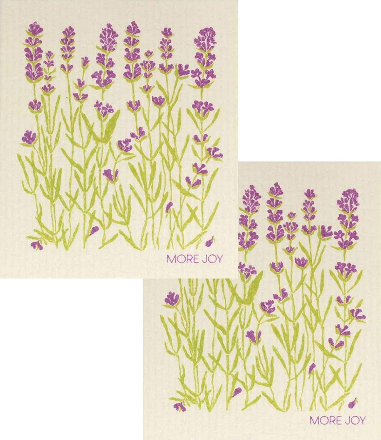 More Joy - Eco-Friendly Swedish Dishcloths, Pack of 2 Garden Theme (Lavender)