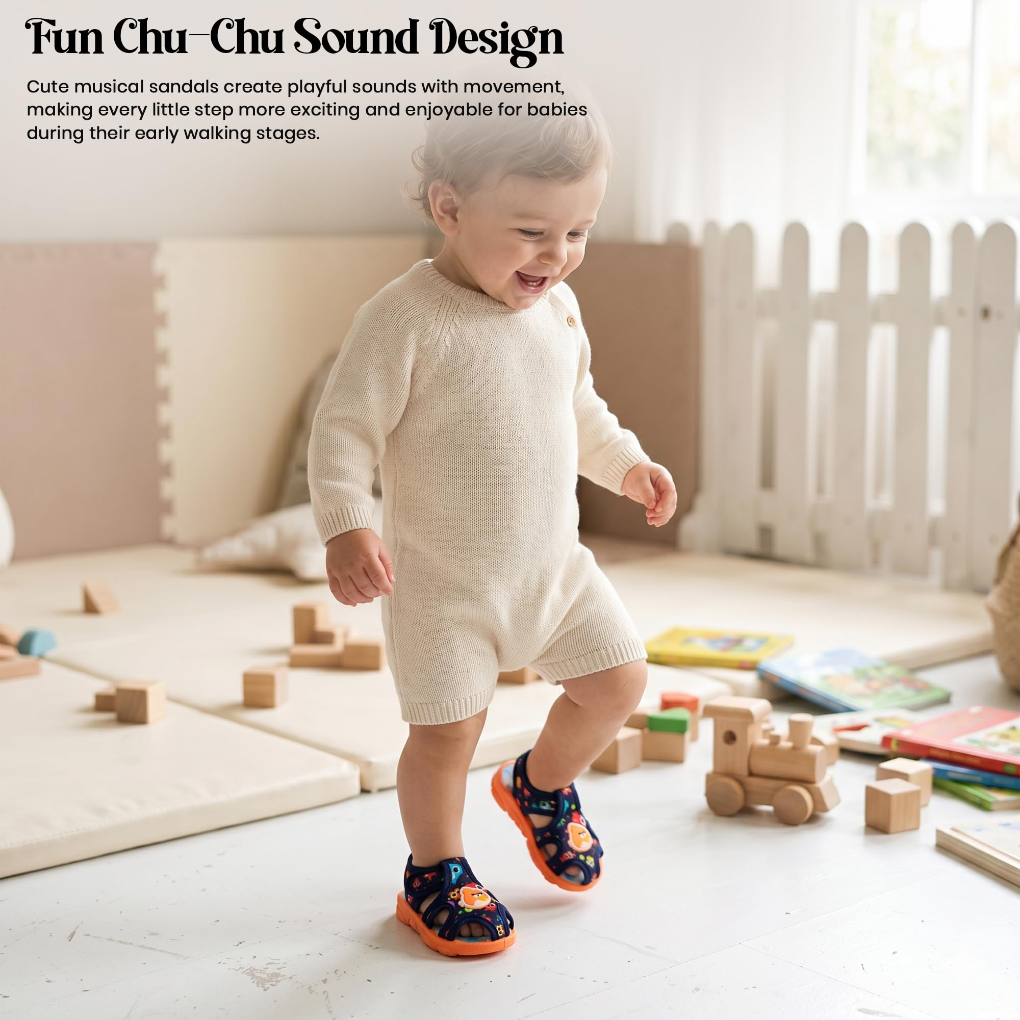 Coolz Kids Chu-Chu Sound Musical Sandals Coco-1 for Baby Boys and Girls Age 1-2 Years (Blue, 12 Months) 1
