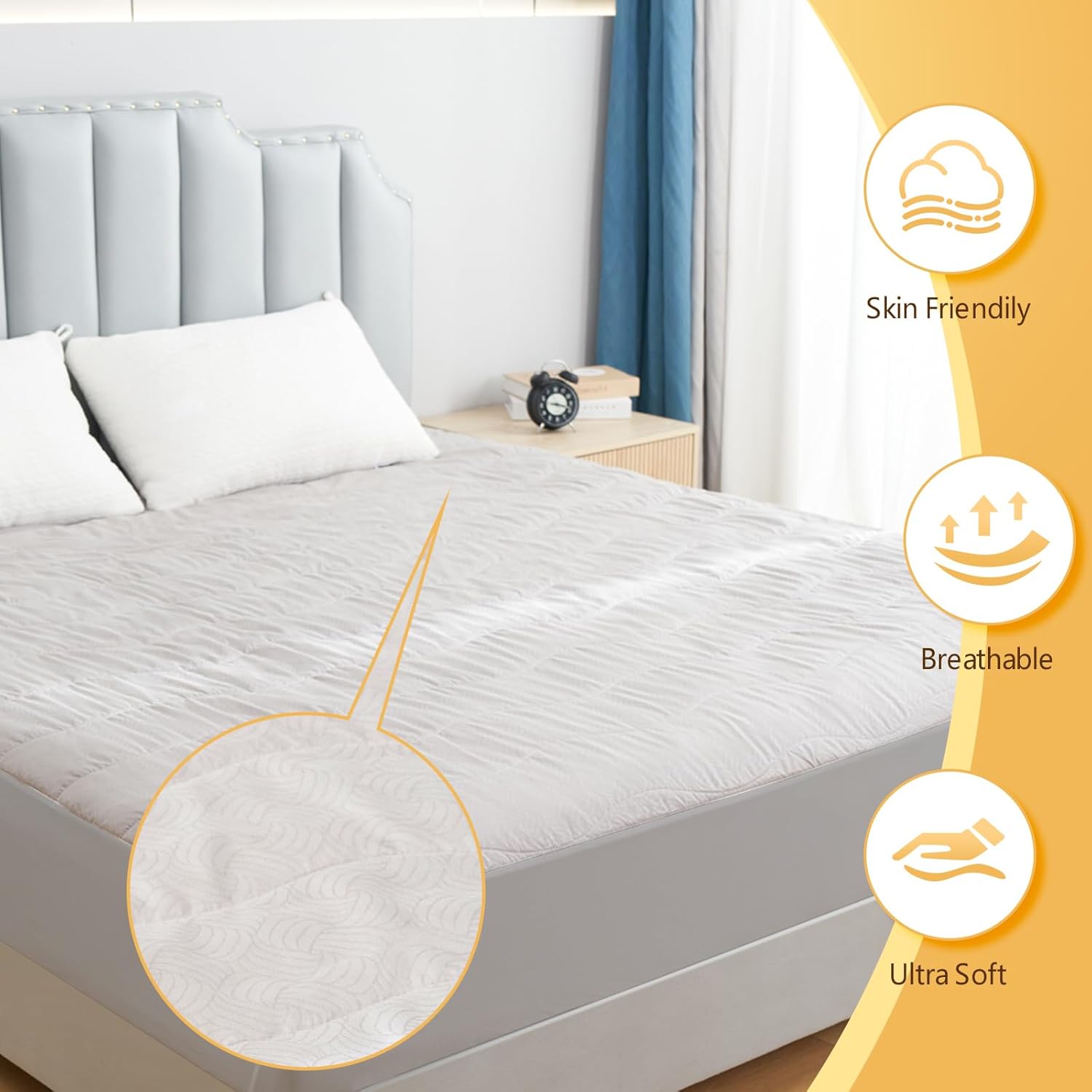 Electric Mattress Pad Twin 39"x75" Gray & Electric Heated Blanket Full 72''x84'' Light Grey