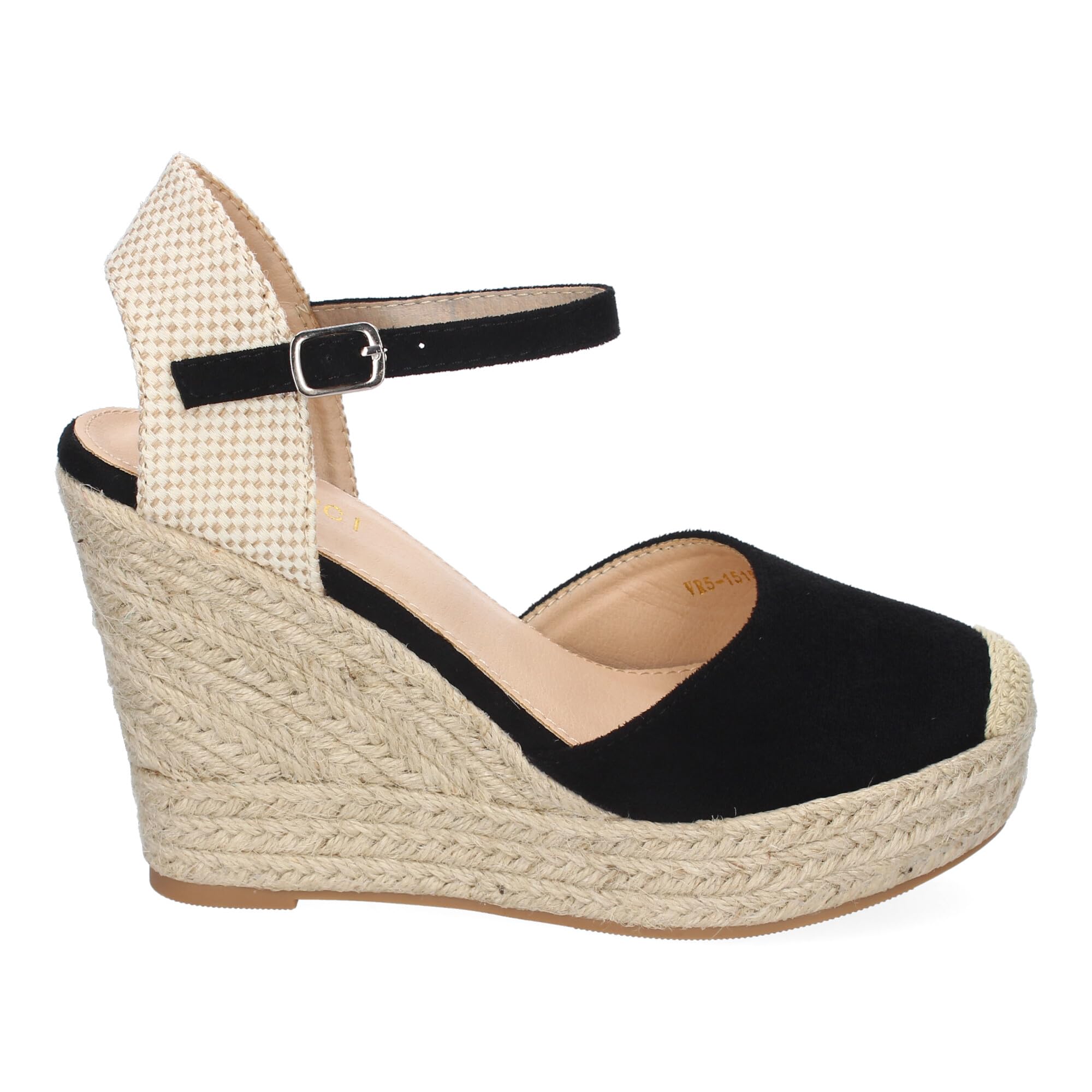 shoes&blues.es Sandalia de Cuna de Yute para Mujer, Comodas y Elegantes, Diseno Moderno con Punta Bordada y Cierre de Hebilla, Ideales para Primavera-Verano.