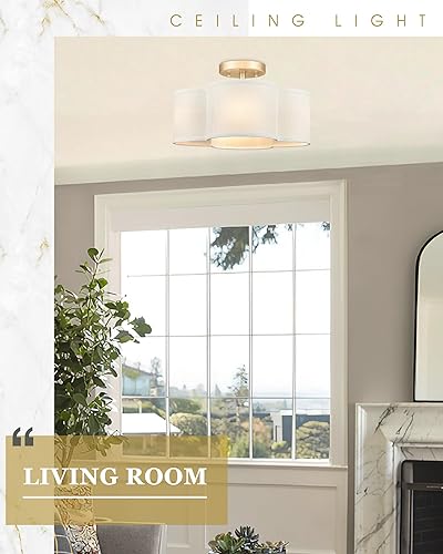 Miniatura 5 de Audickic AD-22007-4SF-BK - Lámpara de techo semiempotrada color negro con pantalla de tela en forma de cuadrifolio, lámpara de techo de 13 pulgadas