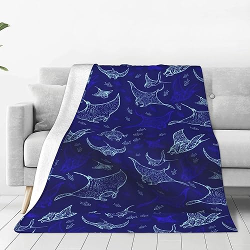 Manta Ray and Fish Multi-Size Ultra-Soft Flannel Blanket is Soft Comfortable and Warm Suitable for Sofa Sofa and Bed