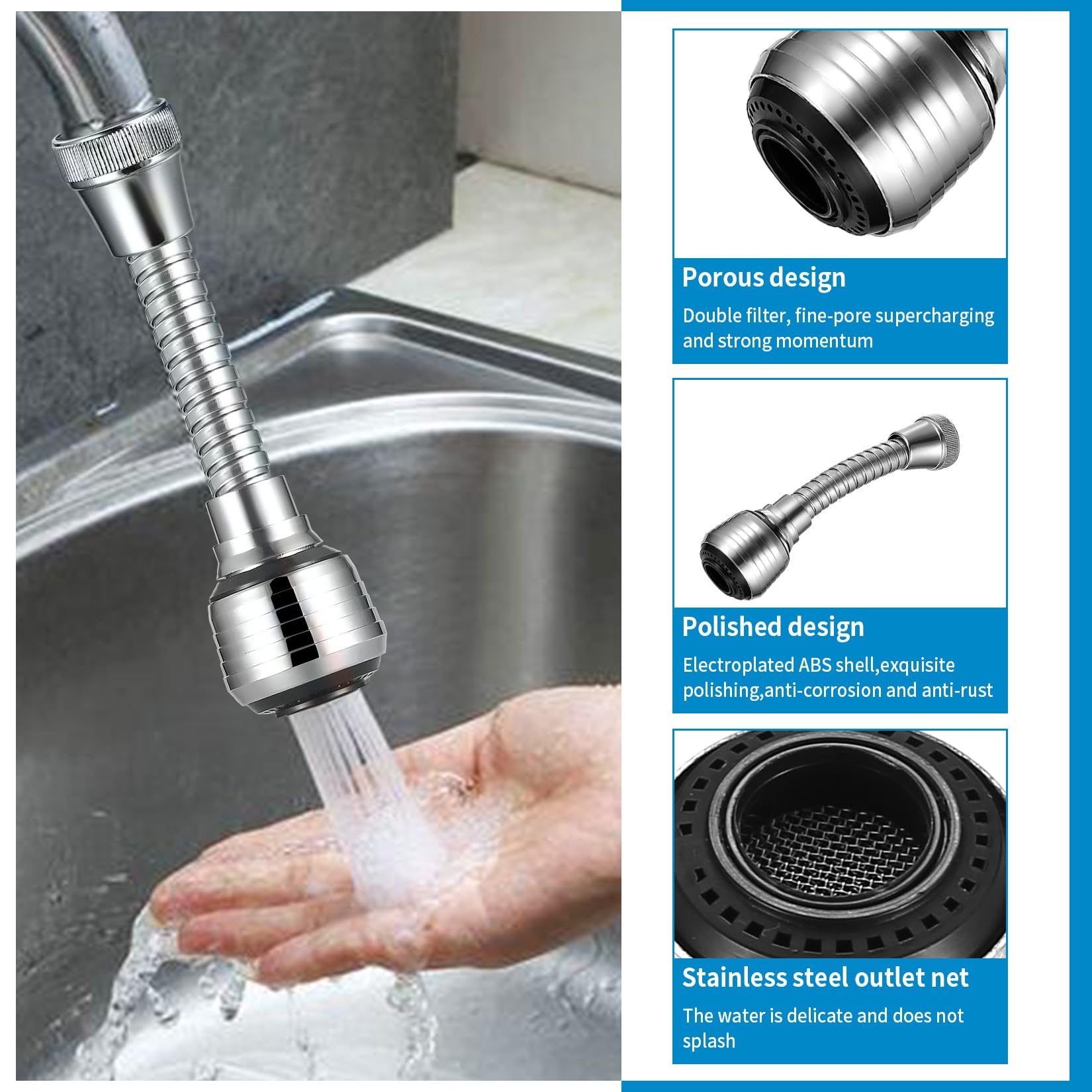 Fokroin 3 stuks kraanverlenging, waterkraanopzetstuk, keukenkraan verlenger, 360 graden draaibare waterkraan, beluchter voor thuis, 14 cm uitbreiding, voor keuken en badkamer Fokroin 3 stuks kraanverlenging, waterkraanopzetstuk, keukenkraan verlenger, 360 graden draaibare waterkraan, beluchter voor thuis, 14 cm uitbreiding, voor keuken en badkamer