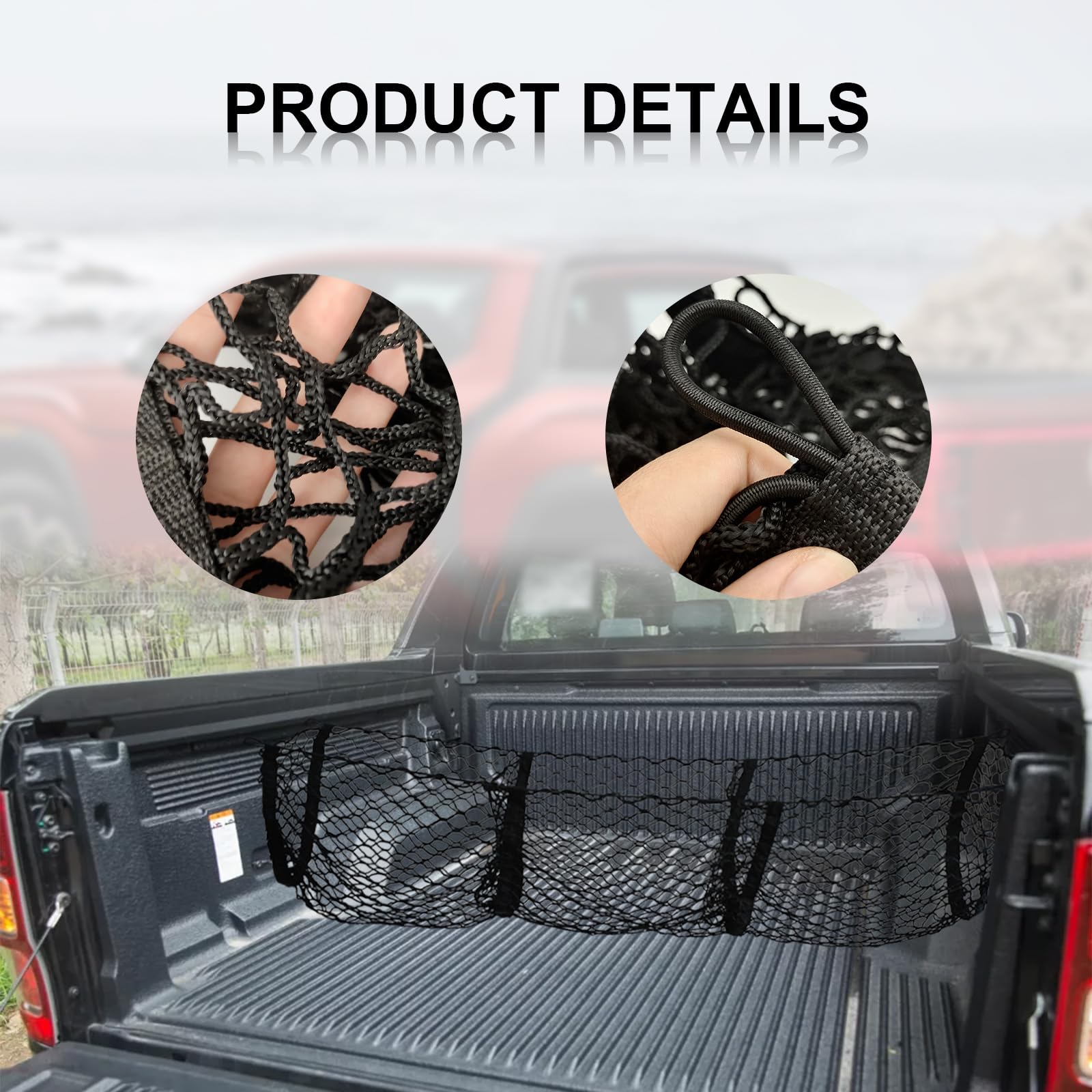 Filet de rangement à 3 poches compatible avec Ford, Dodge, GMC, Chevy Silverado, Toyota, Nissan, Honda, Lincoln et camionnette 134,6 x 30,5 x 25,4 cm