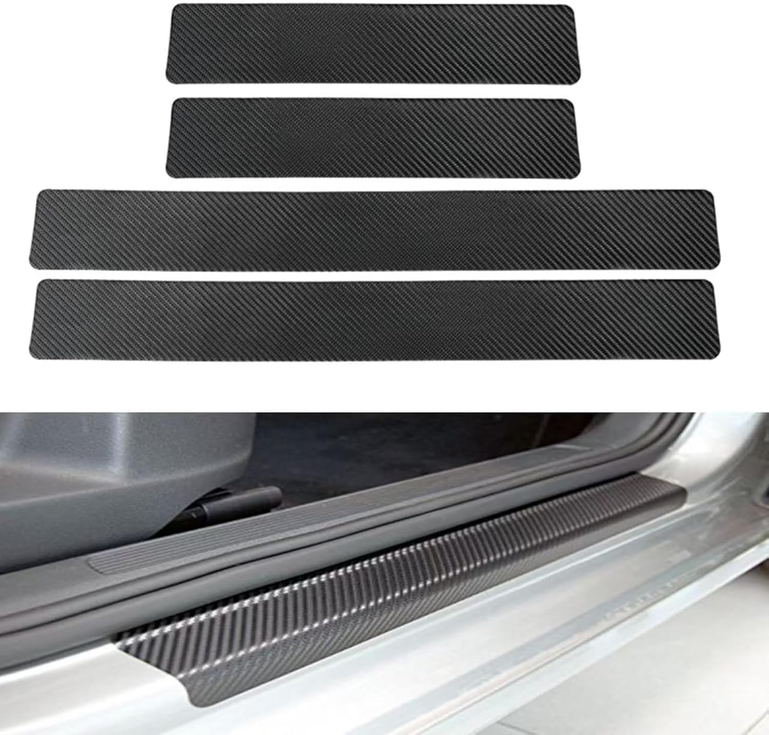 DGFSAJ 4 Pieces Car Door Sill Protector for VW ID.4 CROZZ ID4-X 2022 2021 2023+, Carbon Fiber,Car Door Sill Guard,Accessories