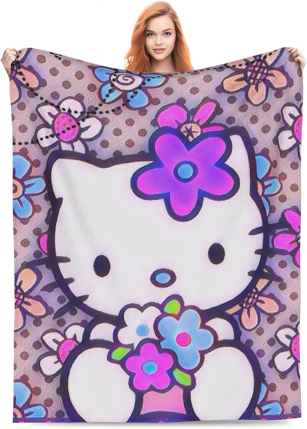 Cute Throw Blanket, 60x50 Inches Blanket Gift for Women, Soft Fuzzy Flannel Blankets for Couch Sofa Travel