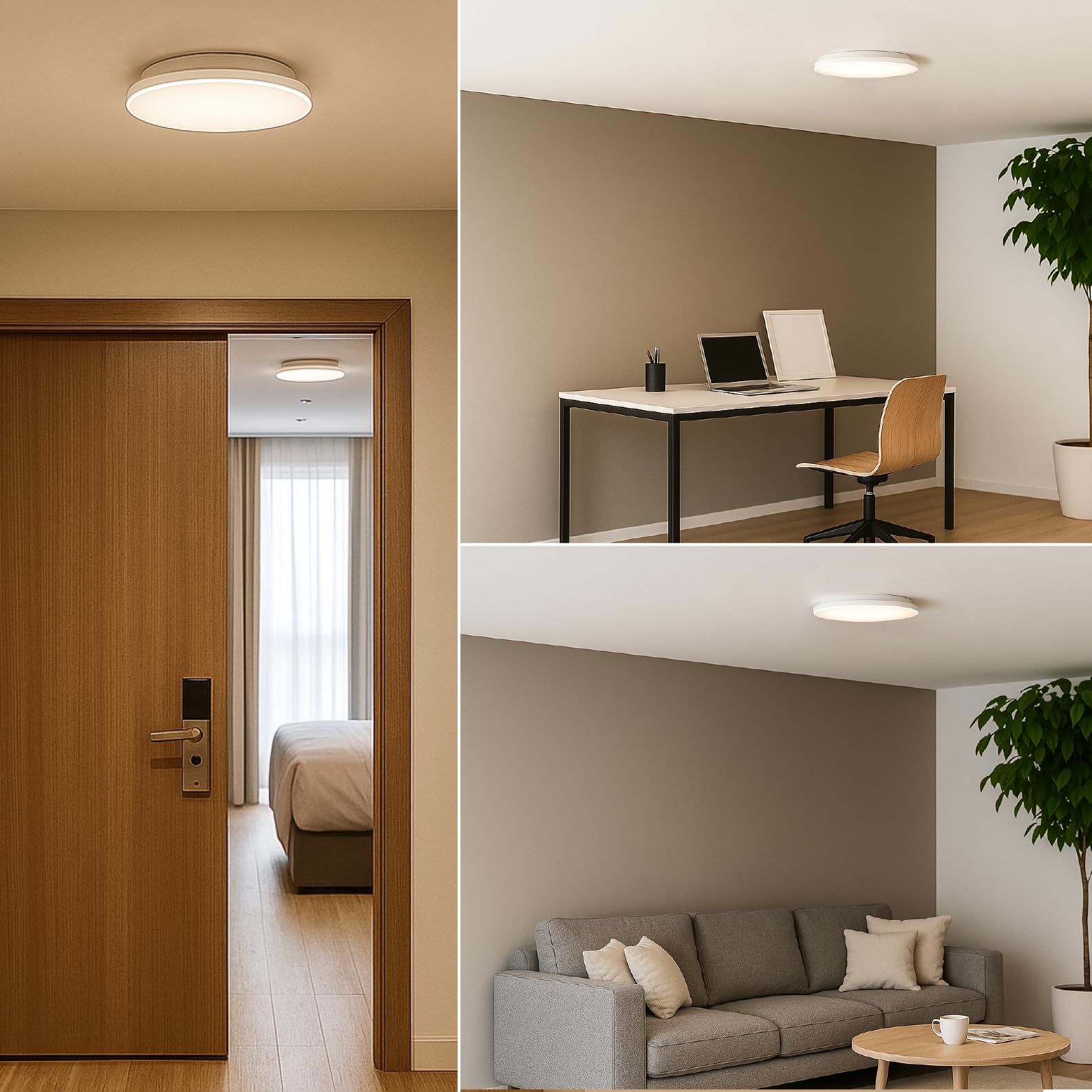 LED ATOMANT 4x Plafon LED Redondo Superficie 30cm 24W RGB+CCT y Mando | Regulable, Facil instalacion
