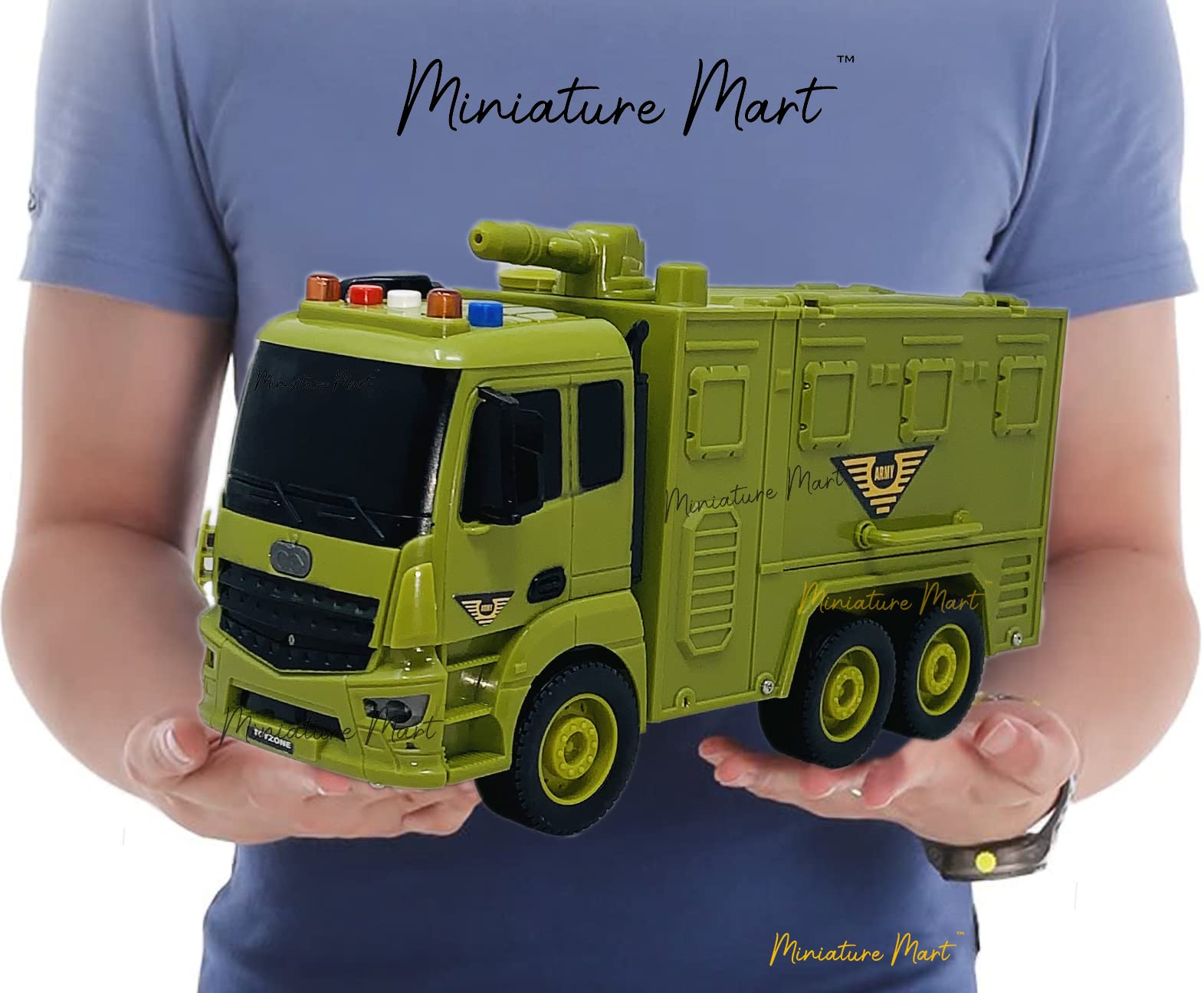 Buy Miniature Mart Vehicle Army Toys Truck Carrier Vehicle Push & Go Lorry Model with Lights and