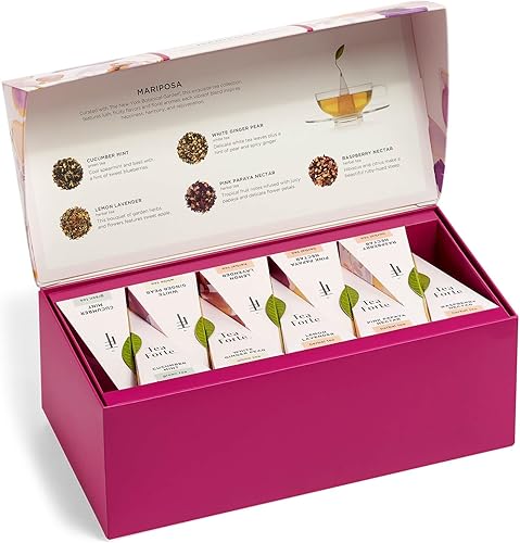 Vista 19 de Tea Forte Caja de presentación de té de muestra, surtido de variedad, caja de té, 20 bolsas de infusor de té de pirámide hechas a mano