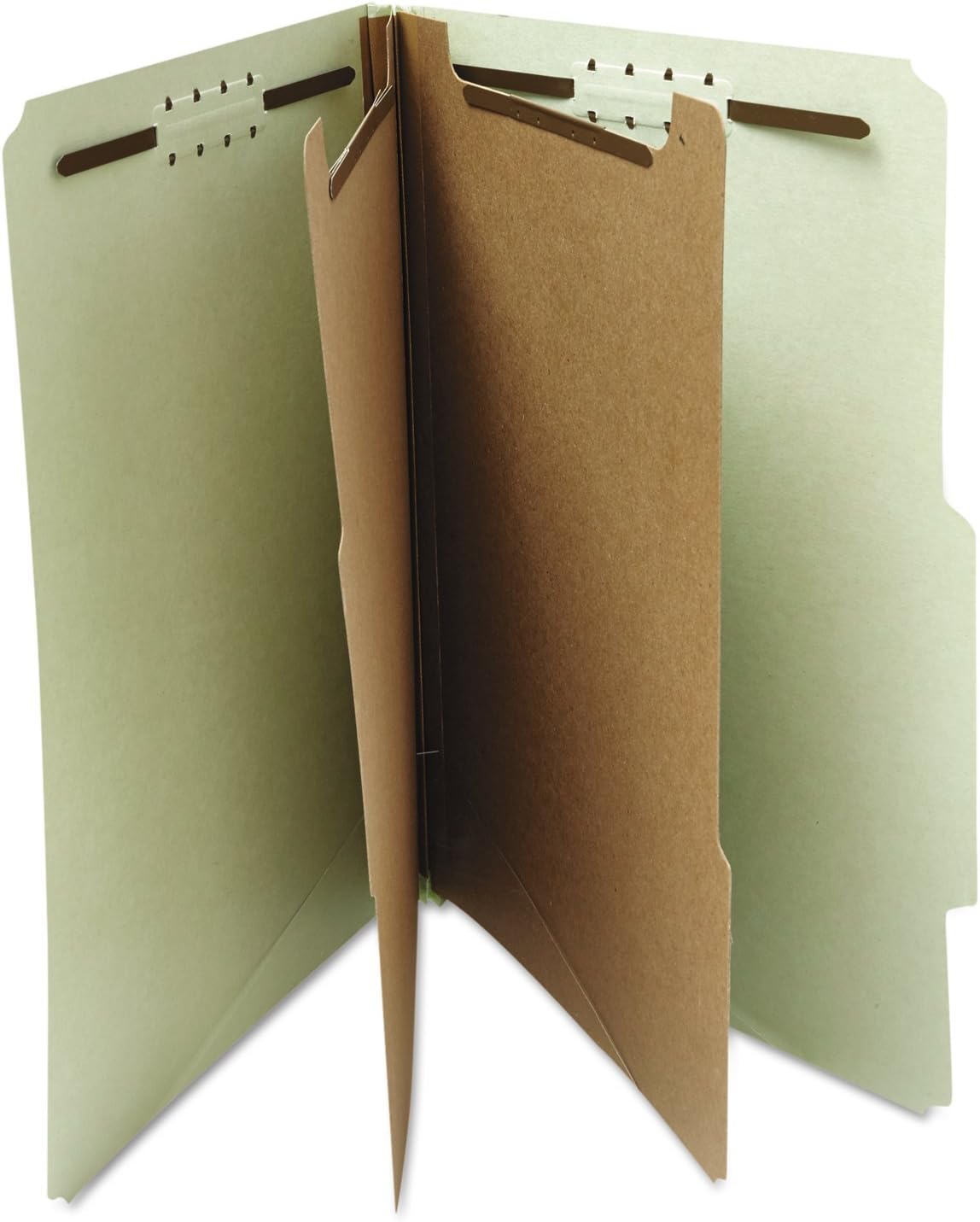Universal Pressboard Classification Folder, Letter, Six-Section, Gray-Green, 10/Box (10273)