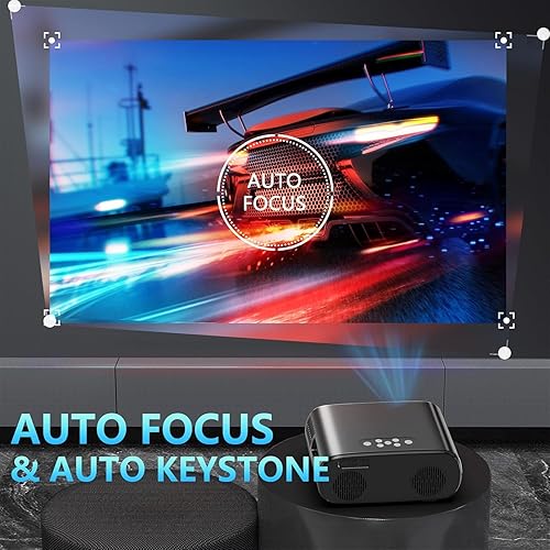 Miniatura 4 de Proyector 1200 ANSI 4K con WiFi y Bluetooth, cubierta de lente automática de enfoque automático Goiaey Proyector para exteriores, Keystone