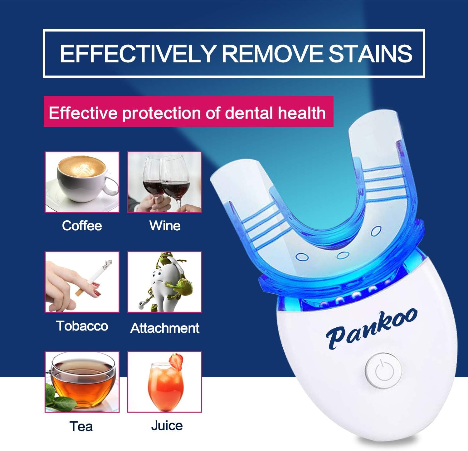 Teeth Whitening Kit with LED Light at Home for Sensitive Teeth,Professional Tooth Whitener with 2xDouble-Sided Silicone Mouth Tray,10xTeeth Whitening Gel,Safely and Effectively Whitens in 15 Minutes : Beauty & Personal Care