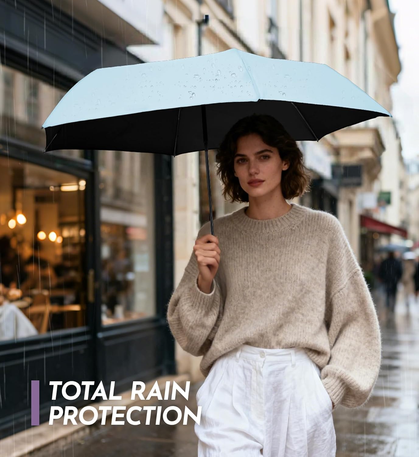 Travel Mini Umbrella Compact Small & Lightweight, UV Rain Protection, Pocket-Sized Folding Umbrellas with Quickdraw & Case for Men Women & Kids Backpack - Image 9